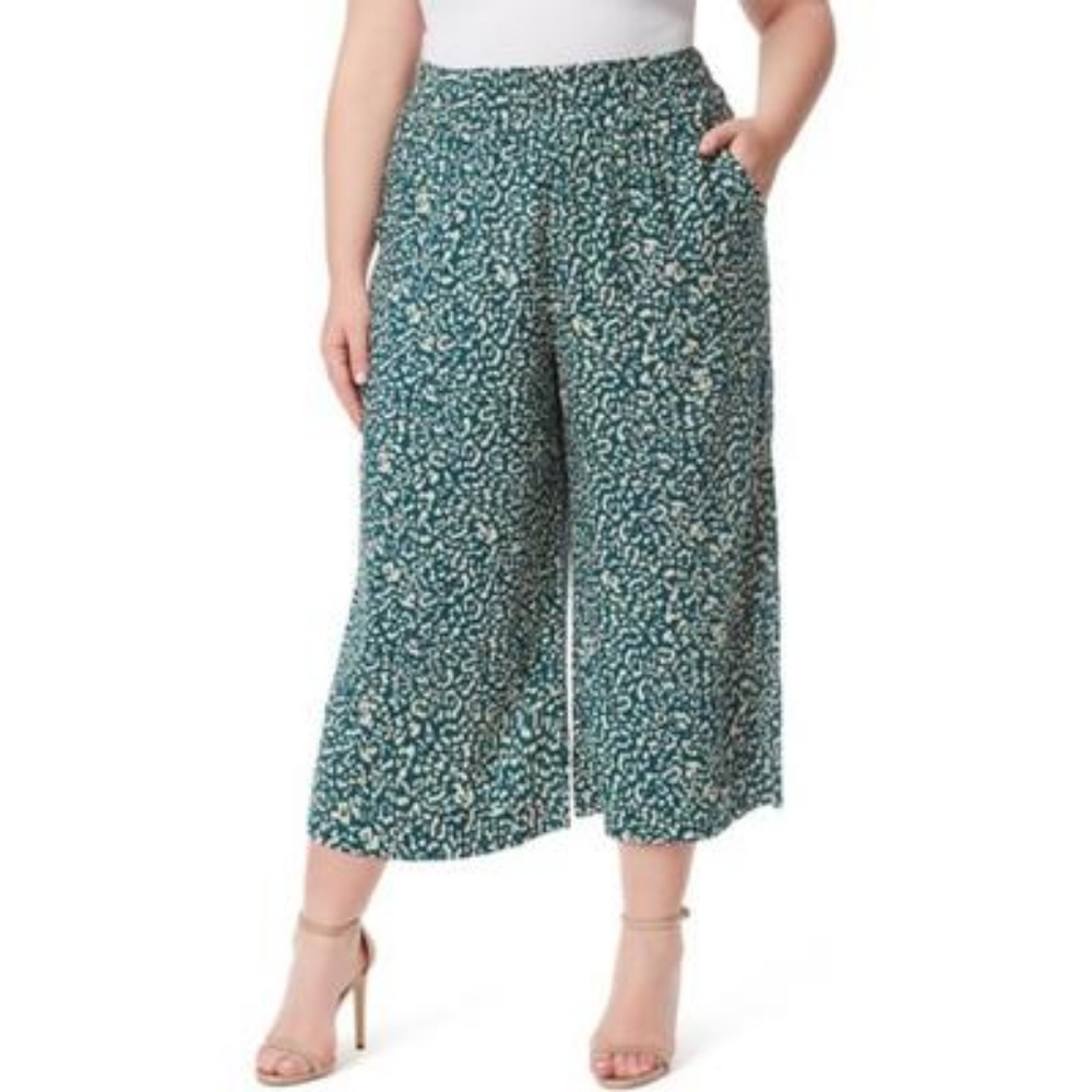 Jessica Simpson Trendy Plus Rosalie Wide-Leg Crop Pants - Wild Side green cream